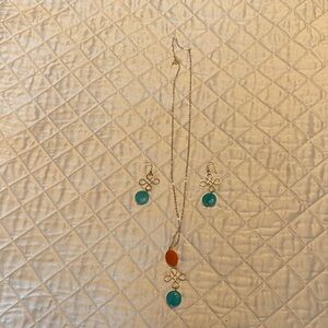 Sterling silver orange and Teal Jewelry Set